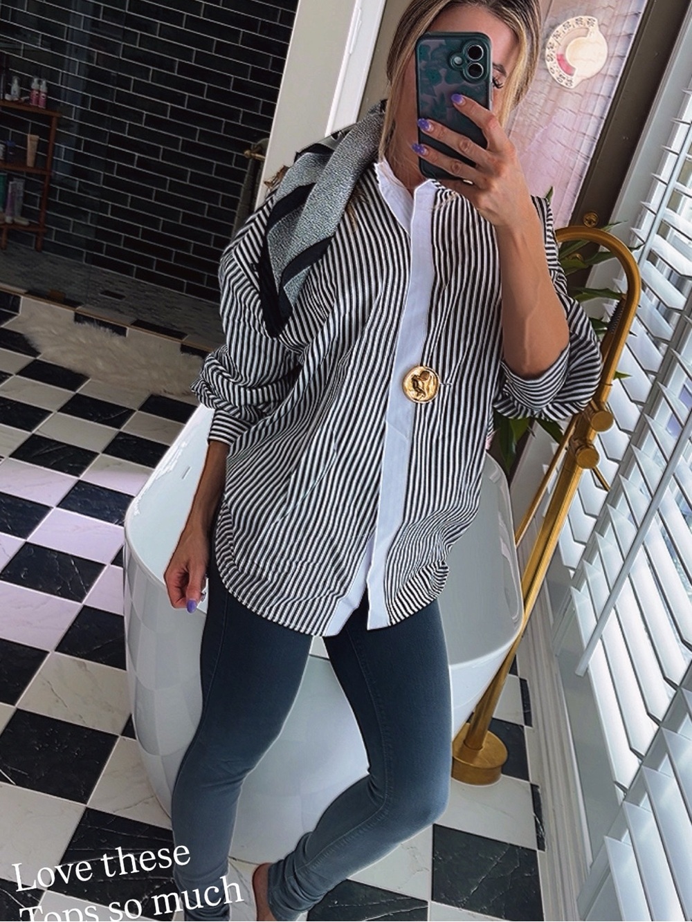 Black Striped Asymmetric Tunic Shirt - Cotton Blend Oversized